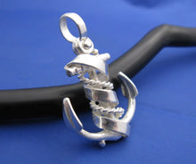 Load image into Gallery viewer, Large Sterling Silver Hold Fast Word Ribbon Banner & Rope Sailor Ship Anchor Necklace