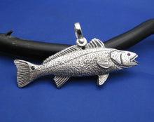 Load image into Gallery viewer, Sterling Silver Large Double Sided Red Fish Pendant with Ruby Eyes and Onyx Tail