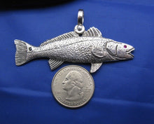 Load image into Gallery viewer, Sterling Silver Large Double Sided Red Fish Pendant with Ruby Eyes and Onyx Tail