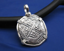 Load image into Gallery viewer, Large '4 Reale' Sterling Silver Replica Spanish King Shield Coin with Crab