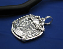 Load image into Gallery viewer, Large '4 Reale' Sterling Silver Replica Spanish King Shield Coin with Crab