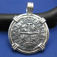 Load image into Gallery viewer, Sterling Silver Replica Pirate Doubloon Atocha Shipwreck Coin Pendant With Barrel Bail