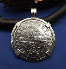 Load image into Gallery viewer, Extra Large Sterling Silver Piece of Eight With Skull Bezel and Barrel Bail