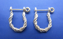 Load image into Gallery viewer, Sterling Silver .925 Rope Twisted Pirate Shackle Earring Hoops with Threaded Screw Post