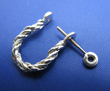 Load image into Gallery viewer, Sterling Silver .925 Rope Twisted Pirate Shackle Earring Hoops with Threaded Screw Post