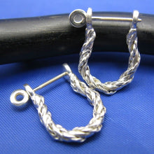 Load image into Gallery viewer, Sterling Silver .925 Rope Twisted Pirate Shackle Earring Hoops with Threaded Screw Post