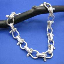 Load image into Gallery viewer, Sterling Silver Pirate Theme Nautical 11mm Shackle Bracelet with Swivel Clasp