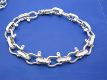Load image into Gallery viewer, Sterling Silver Pirate Theme Nautical 11mm Shackle Bracelet with Swivel Clasp