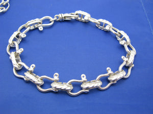 Sterling Silver Pirate Theme Nautical 11mm Shackle Bracelet with Swivel Clasp