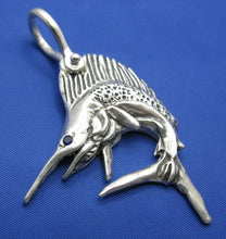 Load image into Gallery viewer, Custom Sterling Silver Sail Fish Pendant with Realistic Detailing
