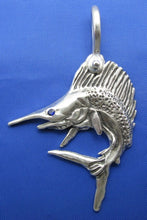 Load image into Gallery viewer, Custom Sterling Silver Sail Fish Pendant with Realistic Detailing