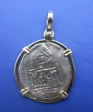 Load image into Gallery viewer, Unique Nautical Shipwreck Coin Pendant with Anchor Shaped Markings in 14k Bezel with Shackle Bail