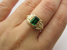 Load image into Gallery viewer, 14k Gold Detailed Atocha Shipwreck Royalty Ring Emerald Artifact Reproduction