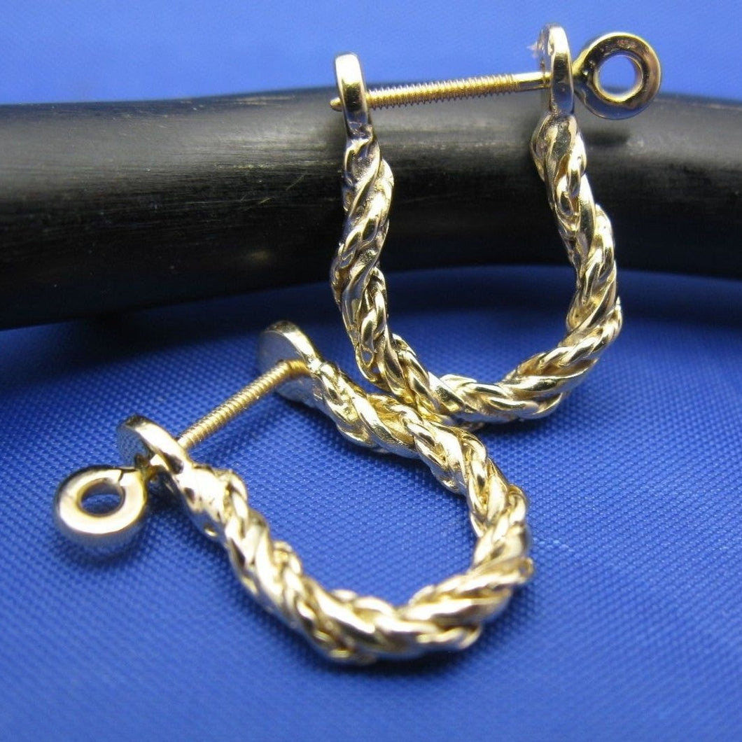 14k Gold Rope Twisted Pirate Shackle Earring Hoops