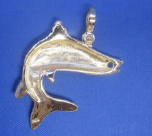 Load image into Gallery viewer, 14k Gold Curved Snook Pendant with Genuine Ruby Gemstone Eye and Shackle Bail
