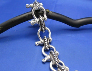 Sterling Silver Large 20mm Nautical Shackle Bracelet with Camouflaged Latch