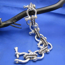Load image into Gallery viewer, Sterling Silver Large 20mm Nautical Shackle Bracelet with Camouflaged Latch