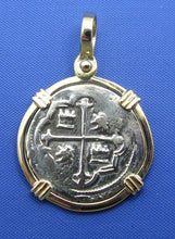 Load image into Gallery viewer, Spanish Colonial "1 Reale" Atocha Shipwreck Coin Replica in 14k Yellow Gold Bezel