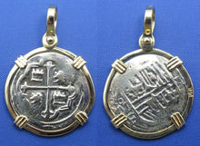 Load image into Gallery viewer, Spanish Colonial "1 Reale" Atocha Shipwreck Coin Replica in 14k Yellow Gold Bezel
