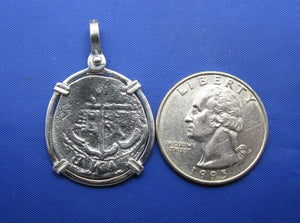 Sterling Silver Shipwreck Replica Coin with Unique Anchor Shaped Markings