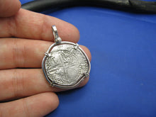 Load image into Gallery viewer, Sterling Silver Spanish "2 Reale" Atocha Treasure Replica Coin Pendant with Shackle Bail 1.5" x 1.2"