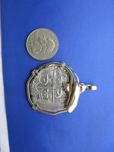 Load image into Gallery viewer, Very Large Men's 8 Reale Piece of 8 Colonial Shipwreck Atocha Coin Replica with Custom Solid 14k Bezel Pendant Featuring Great White Shark