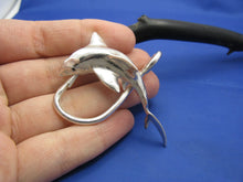 Load image into Gallery viewer, Large Sized Unique 3-D Sterling Silver Great White Shark with Fish Hook Pendant