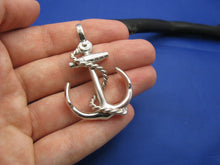 Load image into Gallery viewer, Large Sterling Silver Nautical Anchor Pendant with Shackle Bail and Rope Embellishment