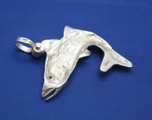 Load image into Gallery viewer, Large Sterling Silver Curved Snook Pendant with Genuine Ruby Gemstone