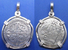 Load image into Gallery viewer, Sterling Silver "1 Reale" Atocha Replica Coin in Custom Sterling Bezel