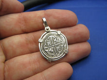 Load image into Gallery viewer, Sterling Silver "1 Reale" Atocha Replica Coin in Custom Sterling Bezel