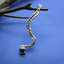 Load image into Gallery viewer, Ladies Sterling Silver Thin Elegant Octopus Tentacle Holding Black Diamond
