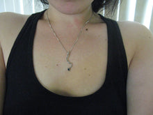 Load image into Gallery viewer, Ladies Sterling Silver Thin Elegant Octopus Tentacle Holding Black Diamond