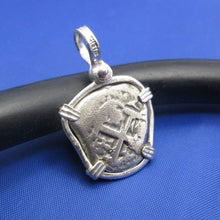 Load image into Gallery viewer, Small Sterling Silver Reproduction Pendant of a "1 Reale" Pirate Doubloon