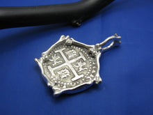 Load image into Gallery viewer, Sterling Silver Pirate Treasure Coin in Skeleton Bone Bezel "The Graveyard Pendant"