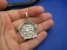 Load image into Gallery viewer, Sterling Silver Pirate Treasure Coin in Skeleton Bone Bezel "The Graveyard Pendant"