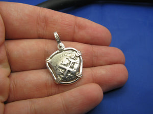 Small Sterling Silver Reproduction Pendant of a "1 Reale" Pirate Doubloon