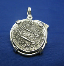Load image into Gallery viewer, Sterling Silver Spanish Pirate Coin Reproduction with Dolphin Bezel Pendant