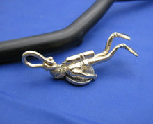 Load image into Gallery viewer, 14k Solid Gold Medium Diver Holding Spanish Replica Shipwreck Coin Pendant