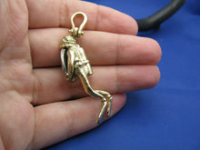 Load image into Gallery viewer, 14k Solid Gold Medium Diver Holding Spanish Replica Shipwreck Coin Pendant
