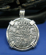 Load image into Gallery viewer, Sterling 2 Reale Atocha Pirate Shipwreck Replica Coin Pendant Necklace Jewelry