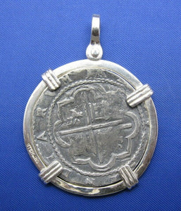 '4 Reale' Large King Shield's Markings Replica Pendant Sterling Silver