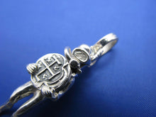 Load image into Gallery viewer, Small Sterling Silver Diver Pendant Holding Small Atocha Sunken Treasure Reproduction Coin