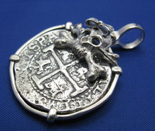 Load image into Gallery viewer, '2 Reale' Pirate Doublon Replica in Sterling with Skull Wearing Bow