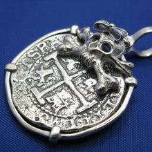 Load image into Gallery viewer, '2 Reale' Pirate Doublon Replica in Sterling with Skull Wearing Bow