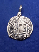 Load image into Gallery viewer, Sterling Silver Bezel With Pirate Coin Doubloon Replica Atocha Shipwreck Pendant with Shackle Bail
