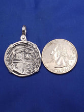 Load image into Gallery viewer, Sterling Silver Bezel With Pirate Coin Doubloon Replica Atocha Shipwreck Pendant with Shackle Bail
