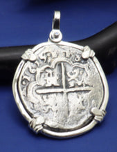 Load image into Gallery viewer, Sterling Silver &quot;4 Reale&quot;  Atocha Reproduction Coin Pirate Coin Pendant
