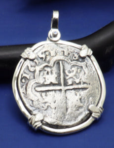 Sterling Silver "4 Reale"  Atocha Reproduction Coin Pirate Coin Pendant