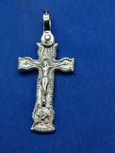 Load image into Gallery viewer, Small Sterling Silver Unique Artisan Vintage Design, Passion Cross, Memento Mori Pendant
